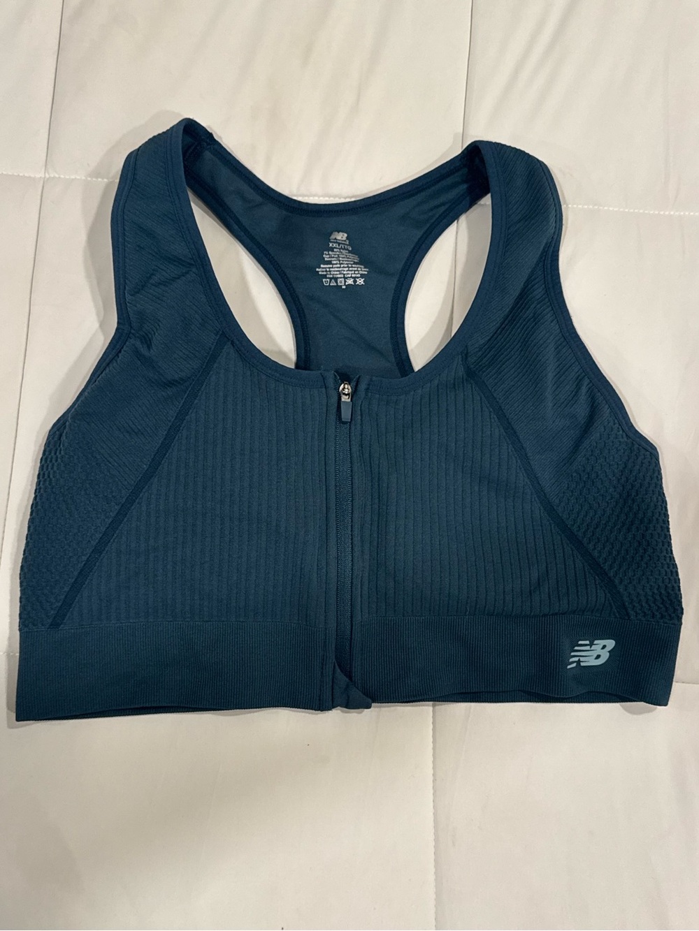 New Balance Navy Front-Zip Sports Bra